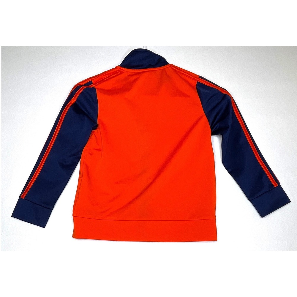 Adidas Kids Tracksuit Jacket Full Zip Logo Stripe Size 6 Orange Navy - Picture 2 of 7